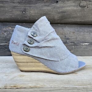 Blowfish NEW!! Bohemian Canvas, Button Accent, Peep-toe, Wedge Sandal WMS 7M